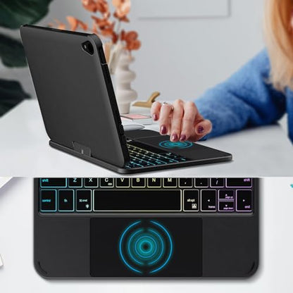 edaiser Swivel Keyboard Case iPad mini 7th A17 Pro & 6th Generation Black | 360 Degree Rotatable Protective Cover | Compact Bluetooth Keyboard | Trackpad | RGB Backlit | Flexible Use for Kids/Students - color: Black, size: iPad Mini (7th-6th)