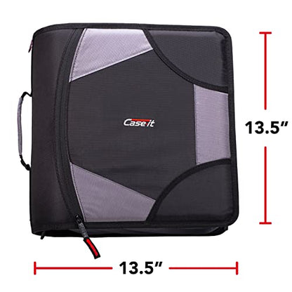 Case-it King Sized Binder 4-Inch D-Ring Jet Black | 800 Sheet Capacity | 5 Subject File Folder | With Shoulder Strap | Pack of 4 - color: A Jet Black, size: 4 Pack