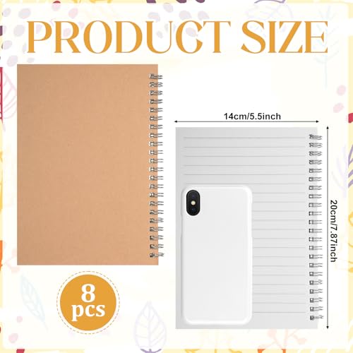 IMengjbang 8 Pack 5 x 8inches Spiral Notebooks, 120 Pages/60 Sheets Notebook Spiral Journal Lined Thick Paper for Gifts Office School Supplies Black and Brown