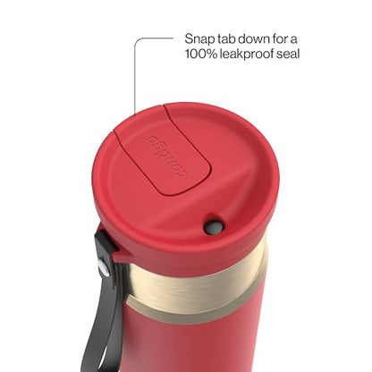 Contigo SnapSeal 709.8ml(24온스) 스테인리스 스틸 진공 단열 물병, 누출 방지 자동 닫힘 뚜껑, 휴대용 스트랩 및 재사용 가능한 빨대, BPA 프리 및 납 프리, 식기세척기 사용 가능 - color: Goji Berry 샴페인, size: 24온스