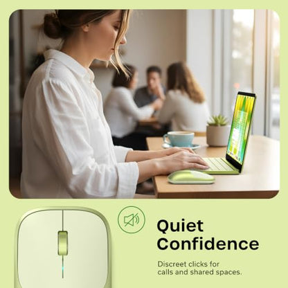 Satechi Slim EX Wireless Mouse, Multi-Device Bluetooth & 2.4GHz Connection for macOS, Windows, iPadOS, and Android, Quiet Clicks, Anodized Aluminum Shell, USB-C Rechargeable Battery, Citrus - color: Citrus