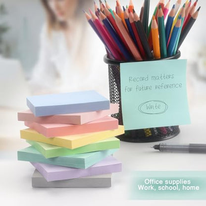 Sticky Notes 3x3 Inch, 8 Pads, Light Colors Self-Adhesive, 80 Sheets/Pad | Reusable Notepads for Office, School, and Home - color: 3x3 8 Pads Light Colors
