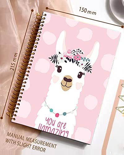 iampanda Spiral Journal Notebook,Strong Twin-Wire Binding with Premium Paper for Girl Women,Funny 60 Sheets A5 College Ruled Notebook/Journal,Perfect for School Office Home Gifts,Cute Llama Pink - color: Cute Llama Pink