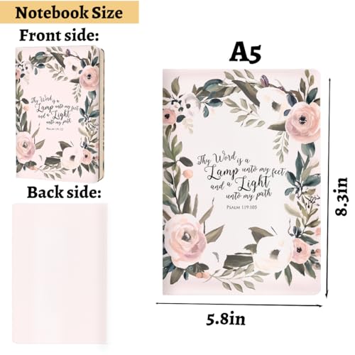 Bible Verse Gifts for Women, Christian Hard Shell Journal Notebook, Pink Flowers College Ruled Notebook, Inspirational Hardcover Notebooks, Journals for Writing Planner Note Taking 200 Sheets - color: Multi 1151