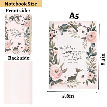 Bible Verse Gifts for Women, Christian Hard Shell Journal Notebook, Pink Flowers College Ruled Notebook, Inspirational Hardcover Notebooks, Journals for Writing Planner Note Taking 200 Sheets - color: Multi 1151