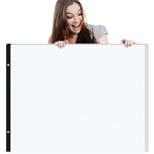 Large Engineering Graph Pad - 22" x 17" Grid Notepad, 4"x4" Graph Paper, 50 Sheets/100 Pages, 100 Gsm Graph Paper for Engineer Architect Designer Mathematician Draftsman - size: 22 x 17 Graph Paper Pad