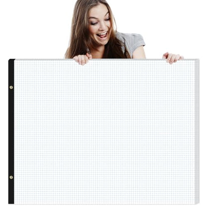 Large Engineering Graph Pad - 22" x 17" Grid Notepad, 4"x4" Graph Paper, 50 Sheets/100 Pages, 100 Gsm Graph Paper for Engineer Architect Designer Mathematician Draftsman - size: 22 x 17 Graph Paper Pad