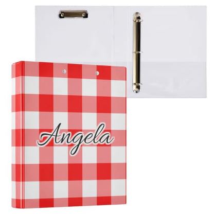 Custom 3 Ring Binder 1.5 Inch Round Rings Red Checkerboard Personalized Name Binders Organizer Fashion View Binder with 2 Pockets for School Office Supplies - color: Multi08