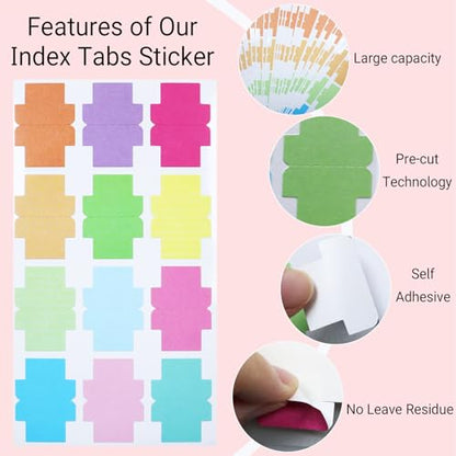 360 Pieces Sticky Blank Monthly Index Tabs Double-Sided Page Markers, Self-Adhesive & Writable Notes Flags for Labeling/Marking/Planing - Multi