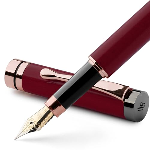 Wordsworth & Black Bamboo Wood Fountain Pen Set for Writing, Extra Fine Nib | Violet Wood, Gift for Men Women, German Iridium 18K Gilded, Calligraphy Journaling, Converter + 6 Cartridges, Refillable - color: Violet Wood, style: Extra Fine Nib