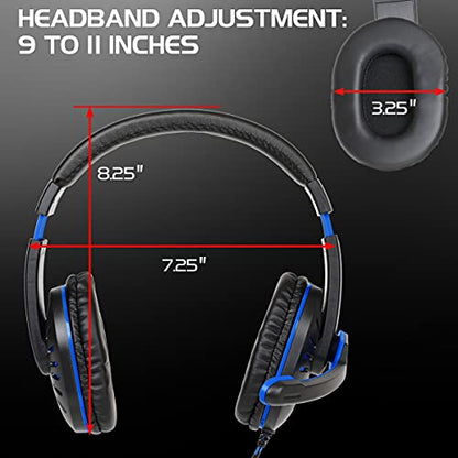 ENHANCE GX-H5 Gaming Headset with Microphone - Universal Gaming Headset for PS4, PS5, Xbox, PC, Switch with Adjustable Headband, Volume Controller, USB Sound-Isolating Earcups, Splitter Cable (Blue) - color: Blue
