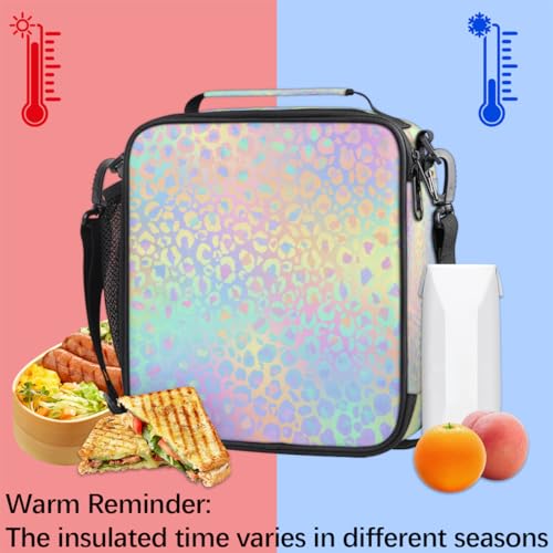 Pardick Leopard Print Kids Lunch Bag Rainbow Leopard Skin Insulated Lunch Box Mini Cooler Back to School Thermal Meal Tote Kit Bento Tote Bags Thermal Lunchbox for Boys Girls - color: Leopard Print