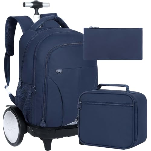 gxtvo Large Wheels & Quiet Glide | Men & Women Roller Backpack with Wheels - Water-Resistant Wheeled Bag with Lunch Box for Office, Travel & College - Blue - color: Rolling Backpack Reflective Blue