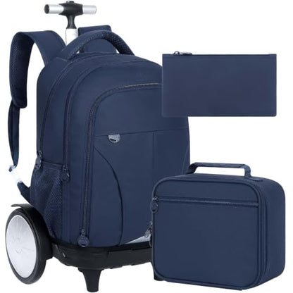 gxtvo Large Wheels & Quiet Glide | Men & Women Roller Backpack with Wheels - Water-Resistant Wheeled Bag with Lunch Box for Office, Travel & College - Blue - color: Rolling Backpack Reflective Blue