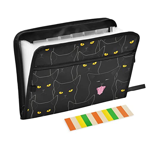 13 Pockets Expanding File Folder Black Cats with Sticky Labels Accordion File Folder Document Organizer Letter Size A4 Papers Expandable File Keeper - color: Multicolor 22