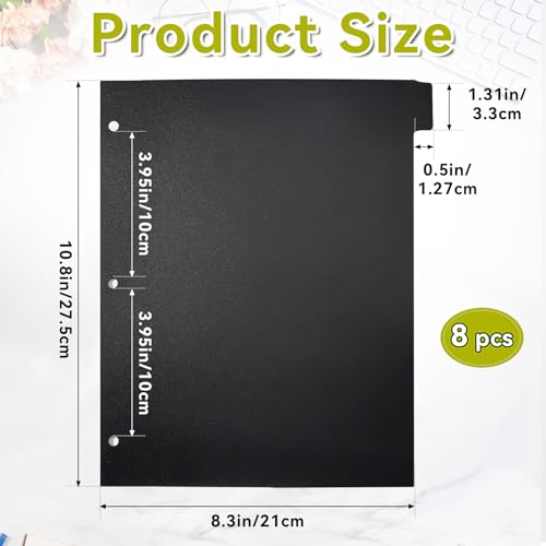 8 Tab Black Binder Dividers, Plastic Binder Dividers for 3 Ring Binders, 8.3 x 11 Inch Index Divider for Binders, 3 Hole Punched Page Divider for Office School Notebooks - color: Black