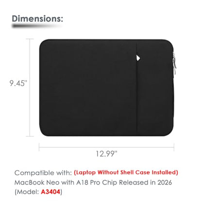 13 Inch Laptop Sleeve Case for MacBook Neo 13'' | Protective with Adjustable Handle Carrying Canvas Bag Accessories for Students Home Office (Black) - color: Black