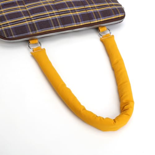 Puffy Quilted Laptop Sleeve 13-15 Inch Cute Plaid Laptop Case with Handle Grid Pattern Soft Protective Laptop Bag for Macbook - color: Brown