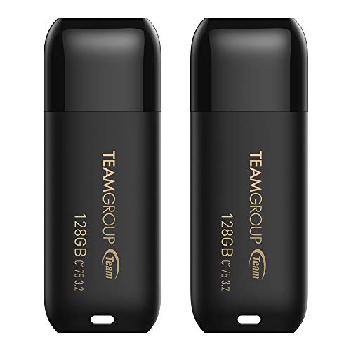 TEAMGROUP C175 128GB 2 Pack USB 3.2 Gen 1 (USB 3.1/3.0) Read 100MB/s Flash Thumb Drive, External Data Storage Memory Stick Compatible with Computer/Laptop Matte Black TC1753128GB22 - size: 128GB (2-Pack)