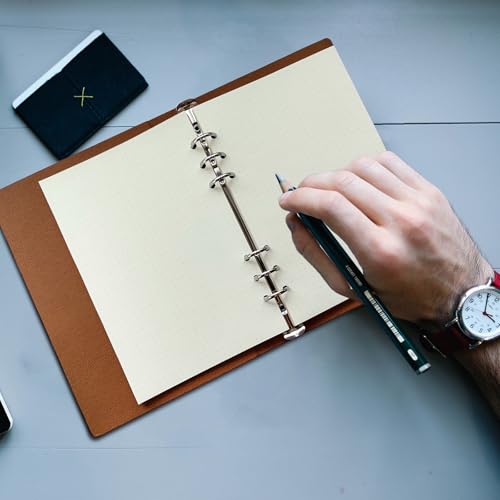 A5 Dot Grid Paper, 100GSM A5 Dotted Refill Paper for 6 Ring Refillable Binder/Planner/Diary Journals/Painting -Dotted Pages,80 Sheets/160 Pages (Beige-Dot Grid-A5) - size: Beige-Dot Grid-A5