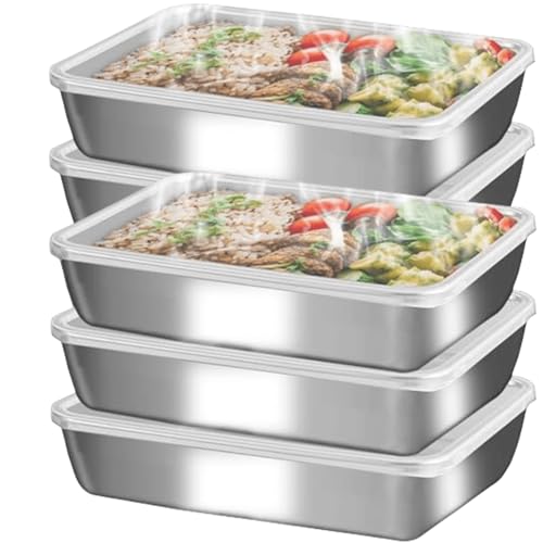 GIUOIDUO stainless steelFood Storage 12-Pack Lunch BoxContainers setsstorage box with lidfreezer FrozenKitchen tra with lidOven plateSide dish plate Freezer & Dishwasher Safe - color: 12-Pack