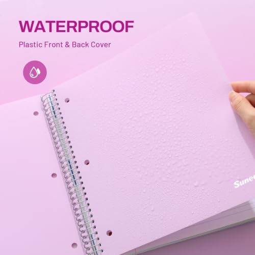 SUNEE 5 Subject Notebook College Ruled - 400 Pages, 9"x11", 5 Pocket Colored Dividers, 3-Hole Punched Paper, Purple - color: Purple, style: College Ruled