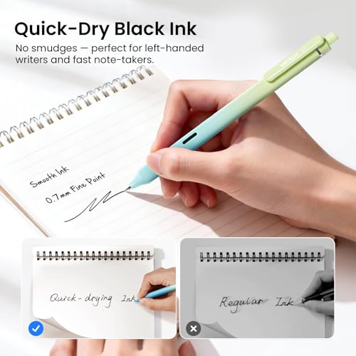 WRITECH Gel Rollerball Pens 0.7mm: Silent Click Smooth Writing Quick Dry Black Ink Gradient Aesthetic Design for Journaling School Office 8 Pack - color: Multicolor
