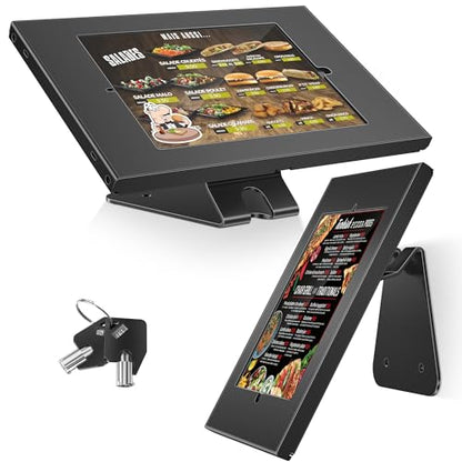 AboveTEK Anti-Theft Tablet Stand – iPad Locking & Security Stand, Countertop & Wall Mount POS Stand, 360° Swivel Kiosk Stand for iPad/iPad Air/iPad Pro – Ideal for Retail Business (Black) - color: Black
