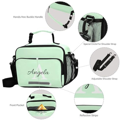 Custom Student Lunch Bag for Boys Girls Mint Green Color Personalized Name Lunch Box Insulated Cooler Bag for School Picnic Office - color: Multi10