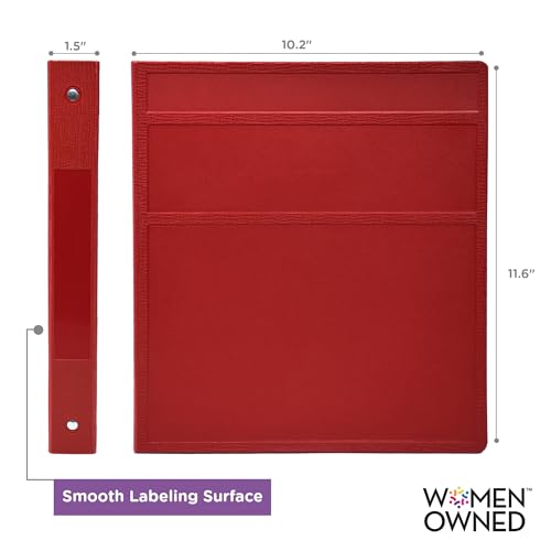 Carstens 1-Inch Heavy Duty 3-Ring Binder - Side Opening,Brick Red, Durable Plastic, No-Gap Rings, Waterproof Cover, No Pockets, Holds 125 US Letter Sheets, BPA-Free, Made in USA (8718-3R), Case of 18 - color: Red, size: Case of 18