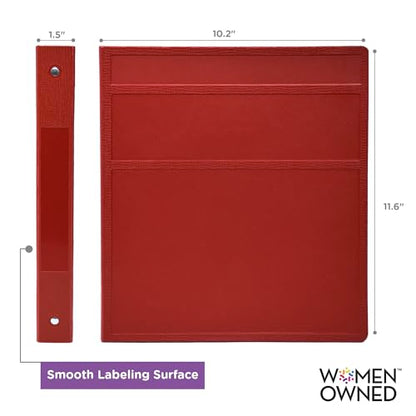 Carstens 1-Inch Heavy Duty 3-Ring Binder - Side Opening,Brick Red, Durable Plastic, No-Gap Rings, Waterproof Cover, No Pockets, Holds 125 US Letter Sheets, BPA-Free, Made in USA (8718-3R), Case of 18 - color: Red, size: Case of 18