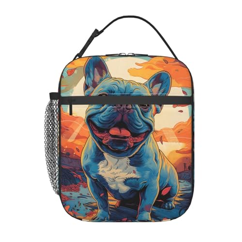Cute Dog Lunch Box for Kids,Puppy Insulated Bag for Student,Pet Lovers Reusable Thermal Insulation Cooler Tote Bags for School Work Picnic Camping Outdoor Gifts (French Bulldog) - color: French Bulldog