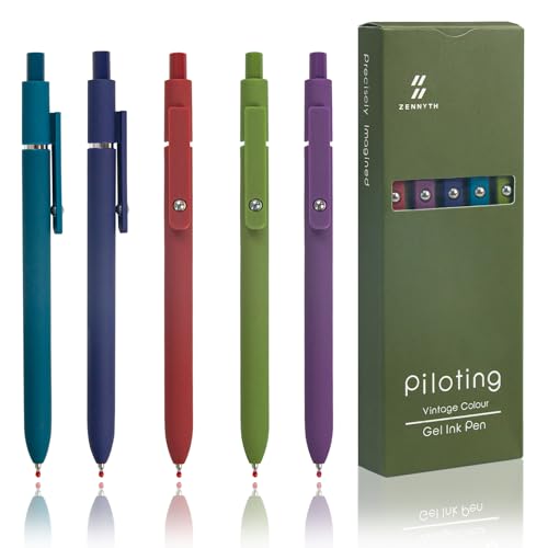 ELANE 5 Pcs Colorful Gel Pens,0.5mm Fine Point Quick Dry Black Ink Pen for Journaling Note Taking Writing, High-End Series Pens for Gifts for Doctor Nurse Teacher Students(vintage) - color: vintage