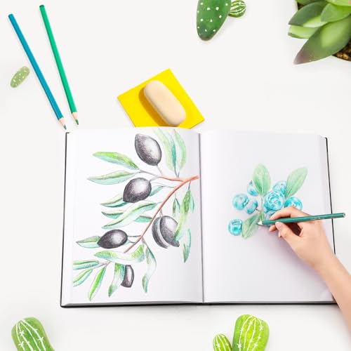 Hardcover Large Size 9" x 12" Sketch Pads for Drawing, 110 Sheets, 80lb/120GSM Mixed Media Pad - Acid Free Paper, Bleedproof, Hardbound Sketchbook, Professional Grade (Pack of 1)