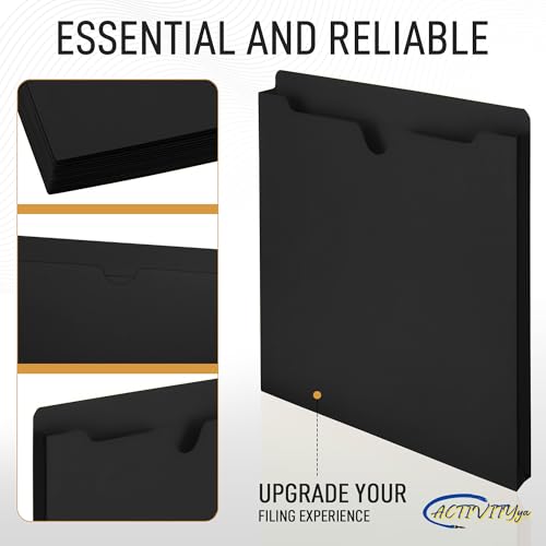 Black File Jackets, 1 Inch Expansion, Letter Size, Reinforced Straight-Cut Tab, 6 Pack - color: Black, style: 1 Inch Expansion