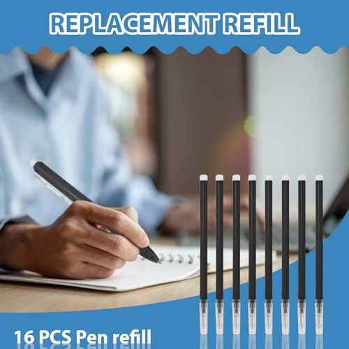 16 Pcs 0.7 mm Erasable Pen Refills Compatible for Pilot FriXion, Friction Heat Erasable Gel Ink Refill, Replaceable Medium Fine Point clicker Refill Stationery (Black) - style: Black