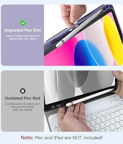 Hamile for iPad 11th 10th Generation Case with Keyboard - 7 Colors Backlit Wireless Detachable Folio Keyboard Cover with Pencil Holder for iPad 11-inch A16 2025 10th Gen 10.9 Inch 2022 (Lavender) - color: Lavender