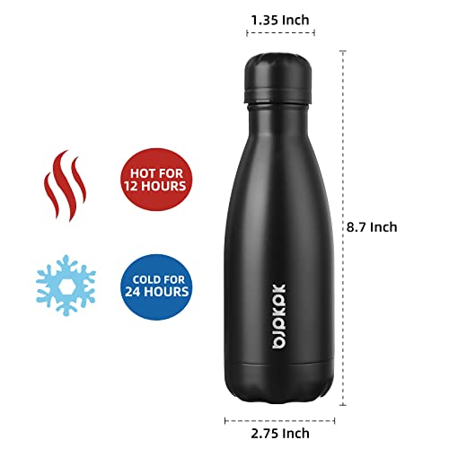 BJPKPK 12oz Water Bottles Stainless Steel Insulated Water Bottle Keep Cold And Hot,Midnight Black - color: A-Midnight black, size: 12 Ounces