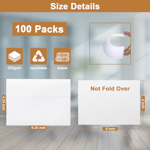 Silunkia 100 Packs Blank White Note Cards and Envelopes 4 x 6 Heavyweight Single Panel Cardstock and A4 Envelopes Printable Self Seal for Greeting Cards, Wedding Invitations - color: White, size: 4x6-100pcs