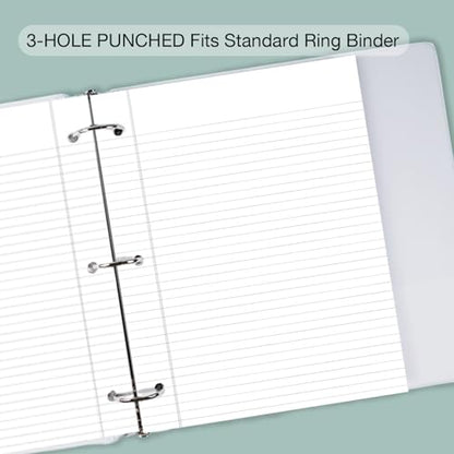 POPRUN Loose Leaf Paper Wide Ruled, 3 Pack, 3 Hole Punched Binder Papers | 100 GSM, 11/32" Lined Notebook, 100 Sheets Each, Office, Home, Meeting Notes, School Supplies - size: Wide Ruled