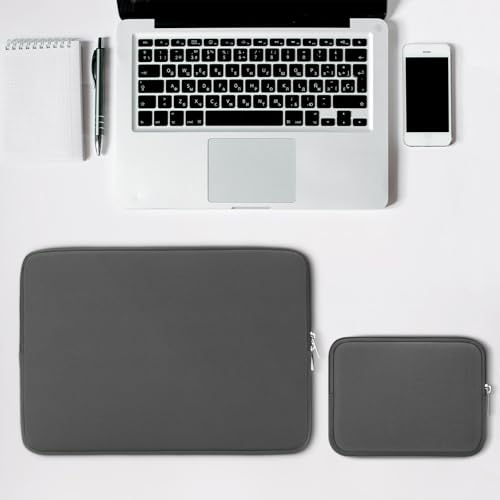 RAINYEAR Laptop Sleeve Case Compatible with 13.3 Inch Notebook Computer Tablet Chromebook 14" MacBook Pro/Max M1 M2 M3 M4 M5 Soft Carrying Bag Zipper Protective Cover with Accessories Pouch (Gray) - color: Gray, size: 13"-13.3"