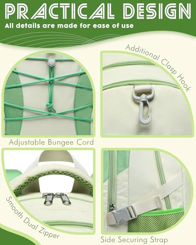 BLUEFAIRY Middle High School Backpack for Boys Girls Large Bookbag with Laptop Compartment Back to School Book Bags for Teens Teenagers Mochilas Escolares para Niños Niñas (Cloud White/Green, Solid) - color: Cloud White/Green
