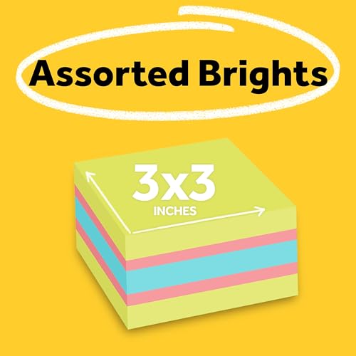 Post-it Super Sticky Notes Cube, 3 x 3 in, Supernova Neons, 1 Pad | School Supplies and Oﬃce Supplies, 2X the Sticking Power - size: 3" x 3"