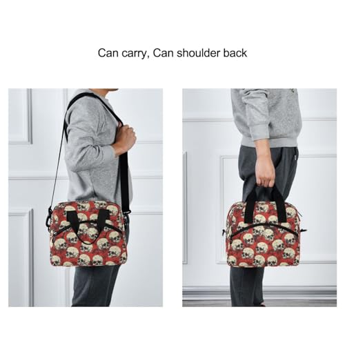ALAZA Retro Skulls Red Insulated Lunch Bag Women Men Portable Reusable Cooler Lunch Tote Bag for Work Office Picnic College - color: Multi 15