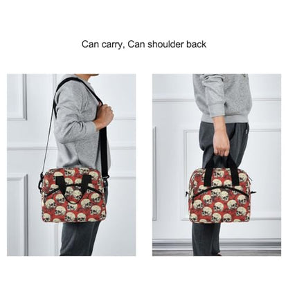 ALAZA Retro Skulls Red Insulated Lunch Bag Women Men Portable Reusable Cooler Lunch Tote Bag for Work Office Picnic College - color: Multi 15