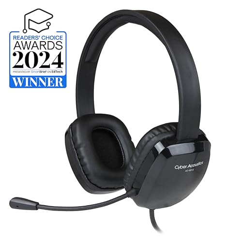 Cyber Acoustics Stereo USB Headset (AC-6012-20), Unidirectional Microphone with Flexible Boom for PC & Mac; in-line Audio Controls; Perfect for Classroom or Home - 20 Pack - size: 20-USBA
