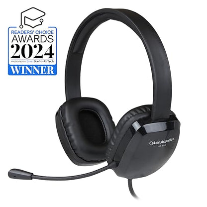 Cyber Acoustics Stereo USB Headset (AC-6012-20), Unidirectional Microphone with Flexible Boom for PC & Mac; in-line Audio Controls; Perfect for Classroom or Home - 20 Pack - size: 20-USBA