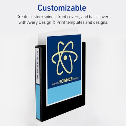 Avery Heavy-Duty View 3 Ring Binder, 1" One Touch EZD Rings, 275-Sheet Capacity, 1.4 Inch Wide Spine, Great for Home, School Supplies, Office, or Organization Needs, 1 White Binder (79199) - size: 1"