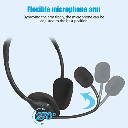 EBODA USB Headset Computer Headset with Noise Cancelling Microphone, Lightweight PC Headset Wired Headphones Business Headset for Skype Webinar Cell Phone Call Center