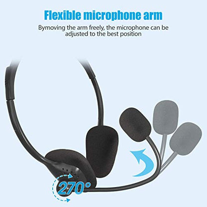 EBODA USB Headset Computer Headset with Noise Cancelling Microphone, Lightweight PC Headset Wired Headphones Business Headset for Skype Webinar Cell Phone Call Center